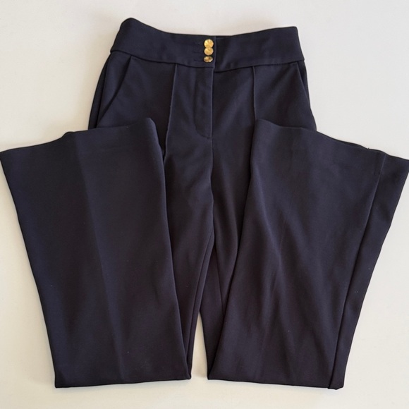 Express Pants - Express Wide Leg Pants in Navy with Gold Buttons
